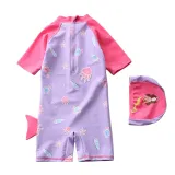Baby Toddler Girl Cartoon Mermaid Swimsuit Short Sleeves Beachwear
