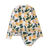 Baby Girls Pineapple Lemon Pattern Printed Swimsuits Ruffled Long Sleeve Beachwear