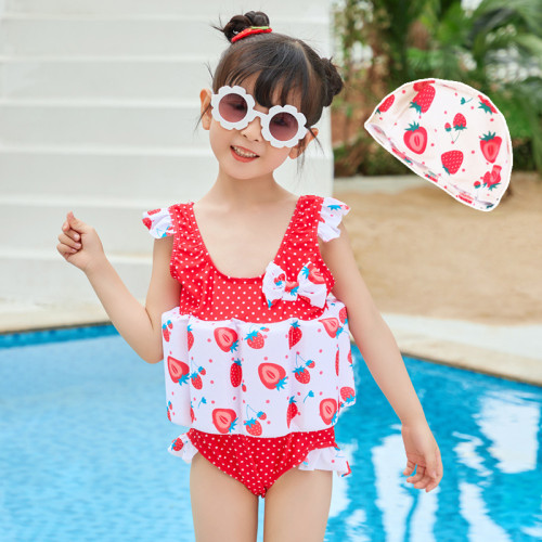 Baby Toddler Girls Float Cartoon Strawberry Candy Printing Buoyancy Swimsuit