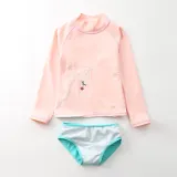 Baby Girls Unicorn Stripes Printed Swimsuits Long Sleeve Two-Pieces Beachwear
