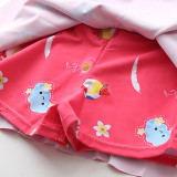 Baby Girls Summer Cartoon Flamingo Printing Swimsuits Ruffled Skirts One-Piece