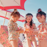 Baby Toddler Girl Swimsuit Flower Printing Long Sleeve Lace Beachwear Set