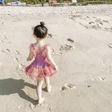 Baby Toddler Girl Swimsuit Lace Pearl Sleeveless Bikini One-Piece