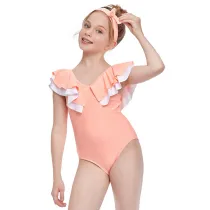 Girls Swimsuit Flounces Collar One-Piece Bikini Set Beachwear For Toddler Kids