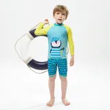 Kids Swimsuit Cartoon Penguin Long Sleeve Tops And Short Pants