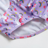 Toddler Girl Swimsuit Rainbow Unicorn Flamingo Ruffled Printing Bikini Set