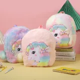 Cute Cartoon Unicorn Big Eyes Bow Embroidered Plush Bag