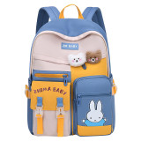 Primary School Cute Bunny Bear Many Grid Lightweight Waterproof Backpack School Bag