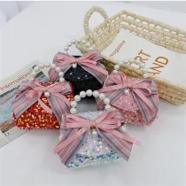 Pearl Portable Bowknot Shoulder Bag For Toddlers Kids