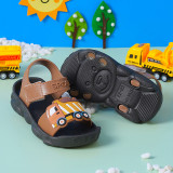 Kids Boy Cartoon Bulldozer Beach Sandal Shoes