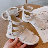 Kids Girl Gladiator Solid Color Summer Beach Sandals