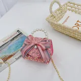 Pearl Portable Bowknot Shoulder Bag For Toddlers Kids
