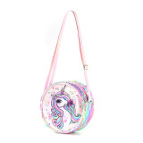 Sequined Unicorn Round Crossbody Shoulder Bag For Toddlers Kids