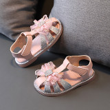 Kids Girl Bow Tie Closed-Toe Summer Flat Sandals