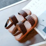 Kids Girl Non-Slip Weave Velcro Soft Flat Summer Beach Sandals