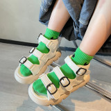 Kids Girl Fashion Solid Color Sneaker Sandal Shoes