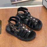 Kids Girl Soft Flat Heart Cut Out Gladiator Summer Beach Sandals