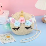 Knitting Unicorn Round Crossbody Shoulder Bag For Toddlers Kids