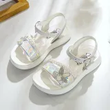 Kids Girl Soft Fashion Rhinestone Butterfly Summer Beach Sandals