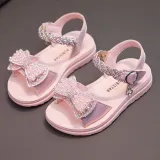 Kids Girl Non-Slip Pearl Bow Tie Open-Toe Summer Beach Sandals