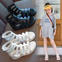 Kids Girl Soft Flat Cut Out Gladiator Summer Beach Sandals