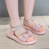 Kids Girl Non-Slip Pearl Bow Tie Open-Toe Summer Beach Sandals