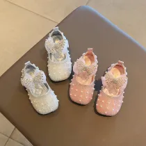 Kids Girl Shiny Bow Tie Flop Dress Shoes