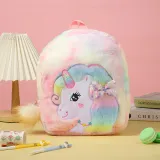 Cute Cartoon Unicorn Big Eyes Bow Embroidered Plush Bag