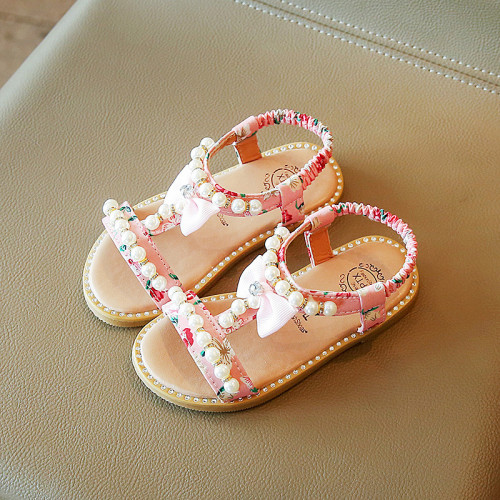 Kids Girl Cute Pearl Bow Tie Beach Summer Sandals