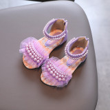 Kids Girl Pearl Lace Beach Summer Dress Sandals