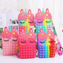 Rianbow Unicorn Silicone Single Shoulder Bag Coin Purse Shoulder Handbag