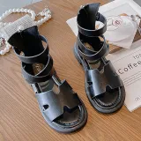 Kids Girl Gladiator Solid Color Summer Beach Sandals