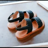 Kids Girl Non-Slip Weave Velcro Soft Flat Summer Beach Sandals