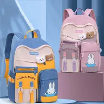 Primary School Cute Bunny Bear Many Grid Lightweight Waterproof Backpack School Bag