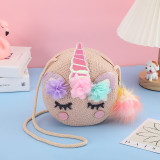 Knitting Unicorn Round Crossbody Shoulder Bag For Toddlers Kids