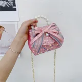 Pearl Portable Bowknot Shoulder Bag For Toddlers Kids