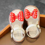 Kids Girl Soft Red Dots Bow Tie Summer Beach Sandals
