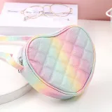 Rainbow Gradient Heart Crossbody Shoulder Bag For Toddlers Kids