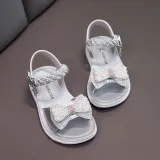 Kids Girl Non-Slip Pearl Bow Tie Open-Toe Summer Beach Sandals