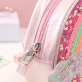 Rainbow Cloud Sequins Round Crossbody Shoulder Bag For Toddlers Kids