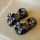 Kids Girl Soft Solid Color Bow Tie Summer Beach Sandals
