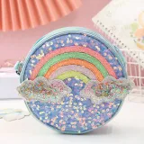 Rainbow Cloud Sequins Round Crossbody Shoulder Bag For Toddlers Kids