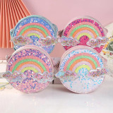 Rainbow Cloud Sequins Round Crossbody Shoulder Bag For Toddlers Kids