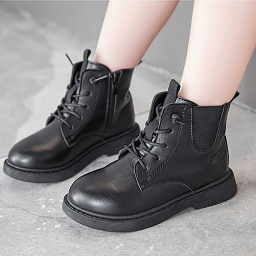 Kids Girl Black Martin Boots
