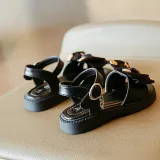 Kids Girl Soft Solid Color Bow Tie Summer Beach Sandals
