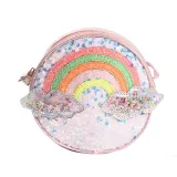 Rainbow Cloud Sequins Round Crossbody Shoulder Bag For Toddlers Kids
