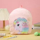 Cute Cartoon Unicorn Big Eyes Bow Embroidered Plush Bag