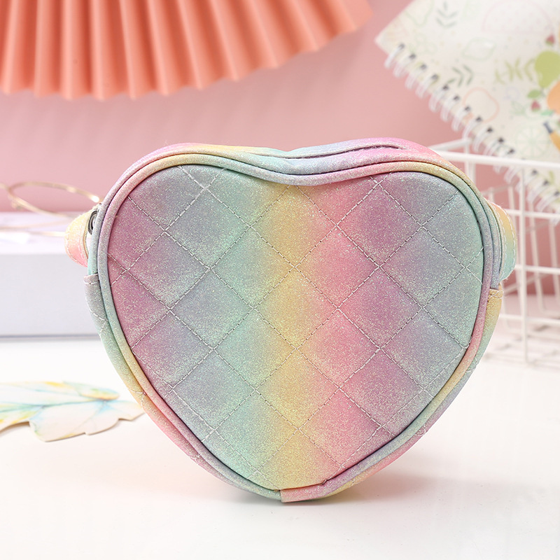 Rainbow Gradient Heart Crossbody Shoulder Bag For Toddlers Kids