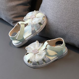 Kids Girl Bow Tie Closed-Toe Summer Flat Sandals