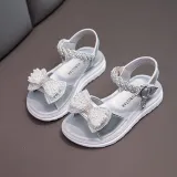 Kids Girl Non-Slip Pearl Bow Tie Open-Toe Summer Beach Sandals